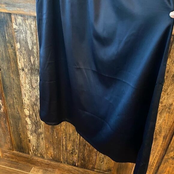 Pim + Larkin Sz M Navy Blue Satin Evening Wedding Long Maxi Flowy Skirt - Picture 4 of 10